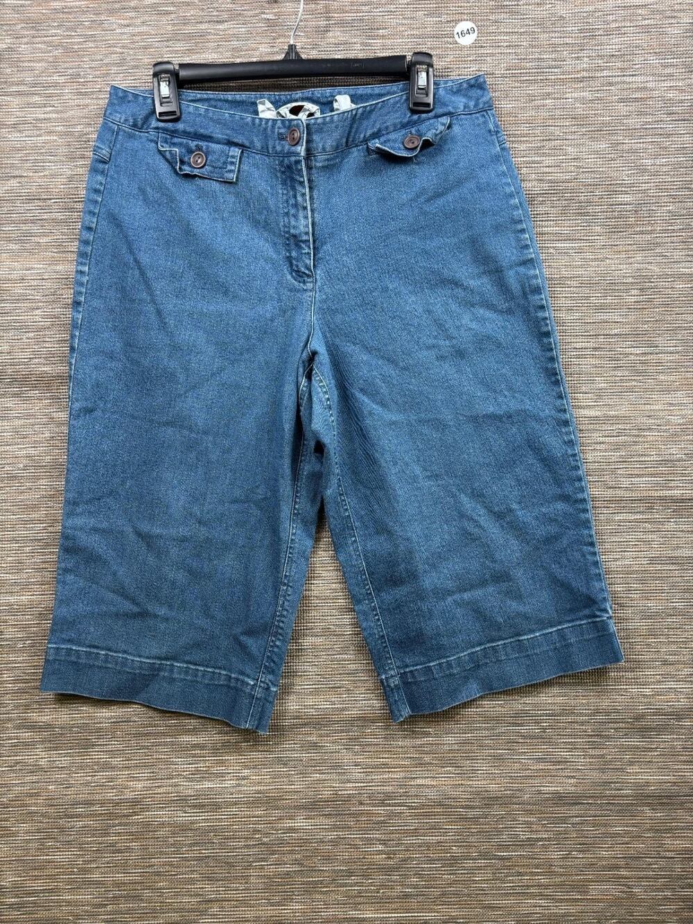 Talbots Stretch Denim Capri Jeans Womens Size 12P Medium Wash High Rise Casual